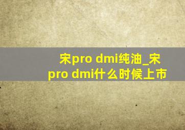 宋pro dmi纯油_宋pro dmi什么时候上市